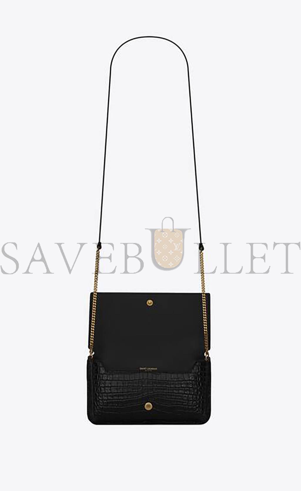 Y*L cassandre phone holder with strap in shiny crocodile-embossed leather 635095dnd1j1000 (18*11*2.5cm)