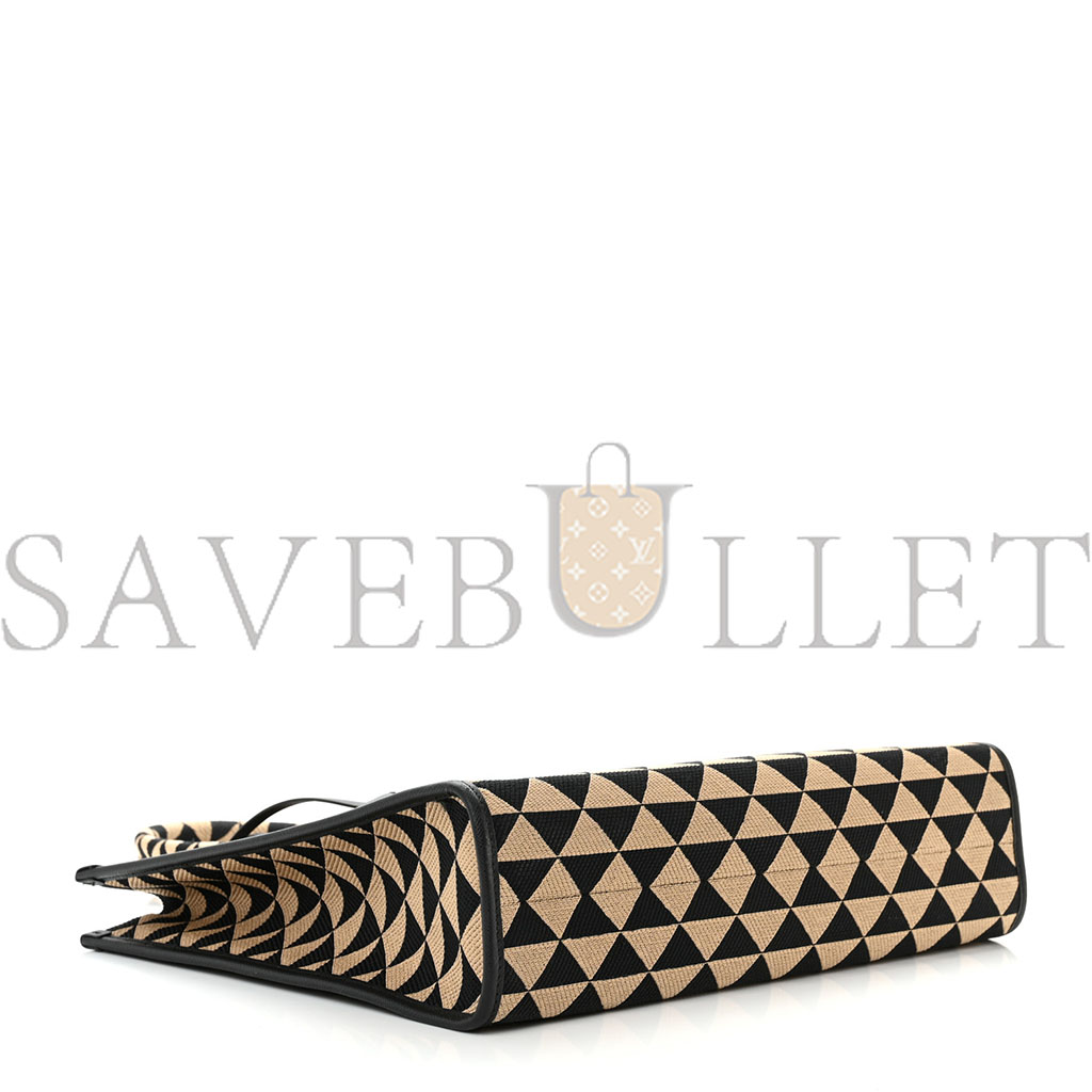 Pra*a jacquard saffiano triangolo symbole embroidered large tote black corda (39*31*10cm)