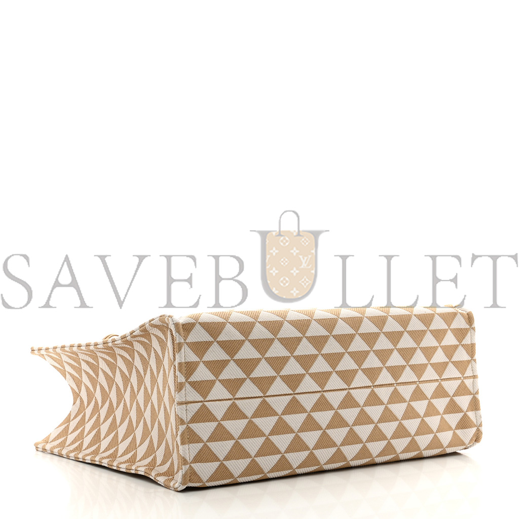 Pra*a fabric embroidered saffiano large symbole tote black beige (43*31*20cm)