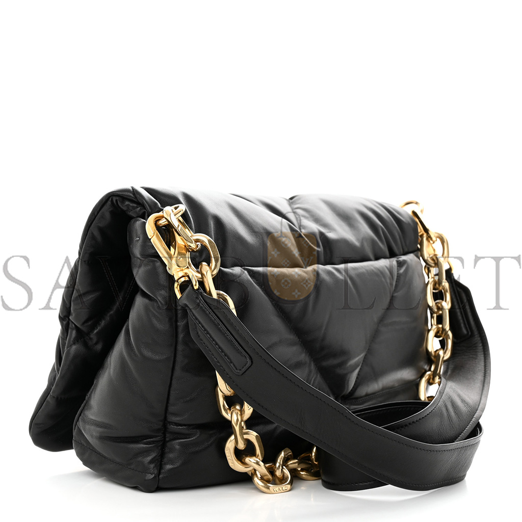 Pra*a nappa padded system patchwork bag black (31*20*8cm)