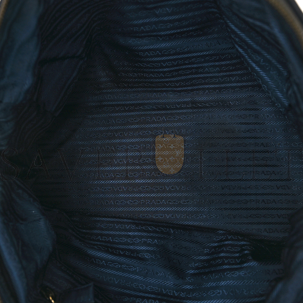 Pra*a nylon tessuto impuntu quilted shoulder bag navy (34*20*17cm)