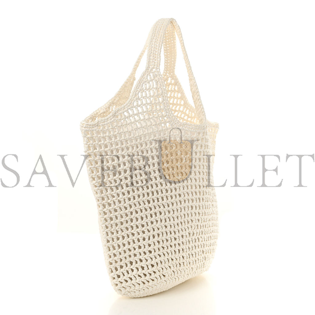 Pra*a raffia embroidered logo shopping tote bag bianco (42*32*15cm)