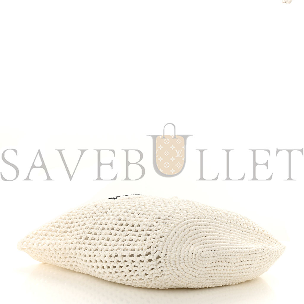 Pra*a raffia embroidered logo shopping tote bag bianco (42*32*15cm)