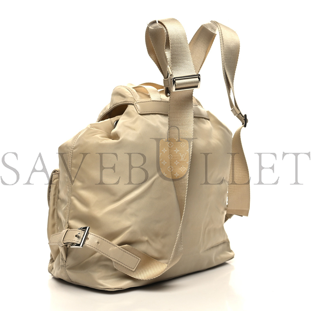 Pra*a nylon saffiano medium backpack deserto (30*30*15cm)