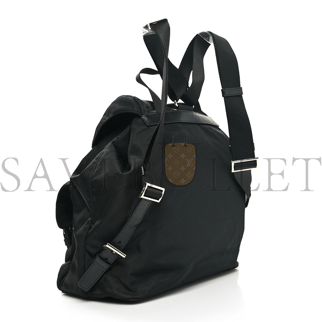 Pra*a re-nylon tessuto saffiano medium backpack black (29*28*15cm)