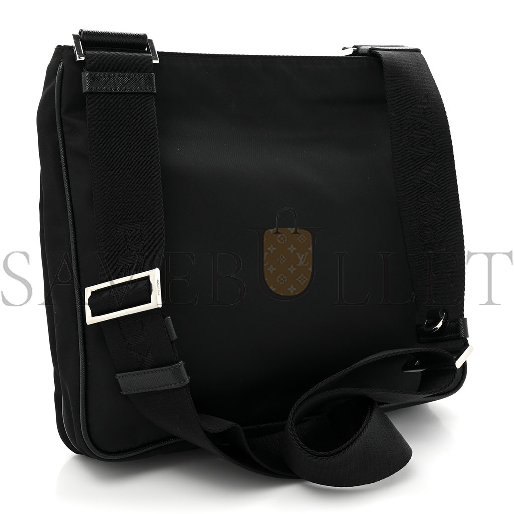 Pra*a re-nylon saffiano messenger bag black (28*25*6cm)