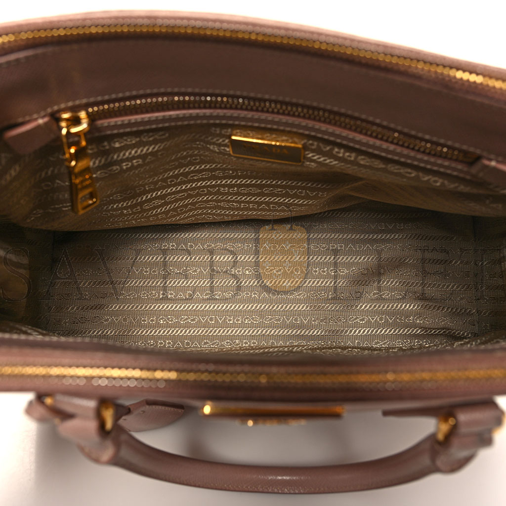 Pra*a saffiano small galleria double zip tote cammeo (29*20*13cm)