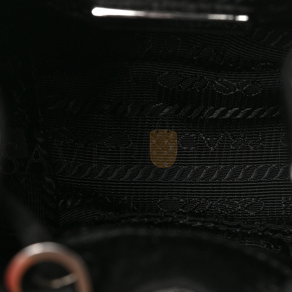 Pra*a satin crystal drawstring mini pouch black (9*9*6cm)