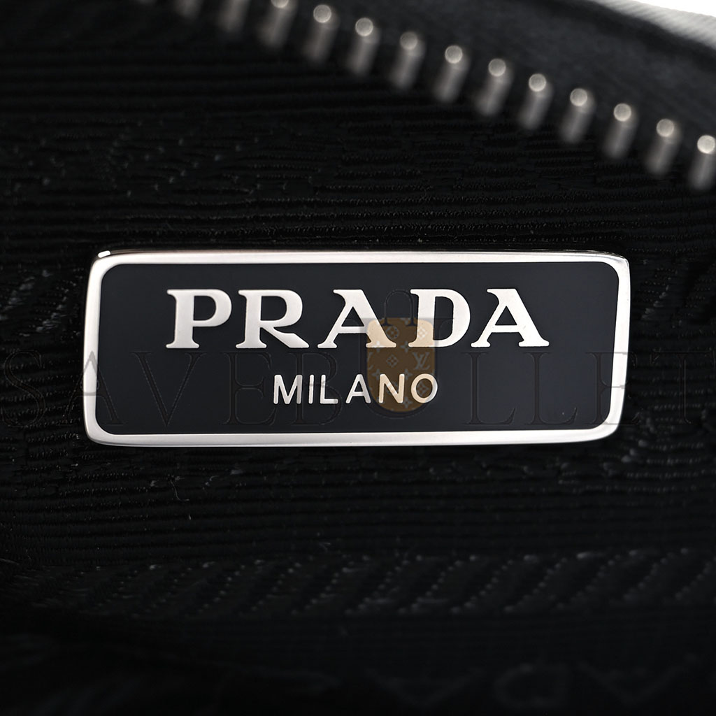 Pra*a tessuto nylon saffiano mini re-edition 2005 bag black (22*17*6cm)