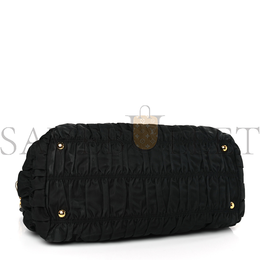 Pra*a tessuto nylon gaufre tote black (34*26*17cm)