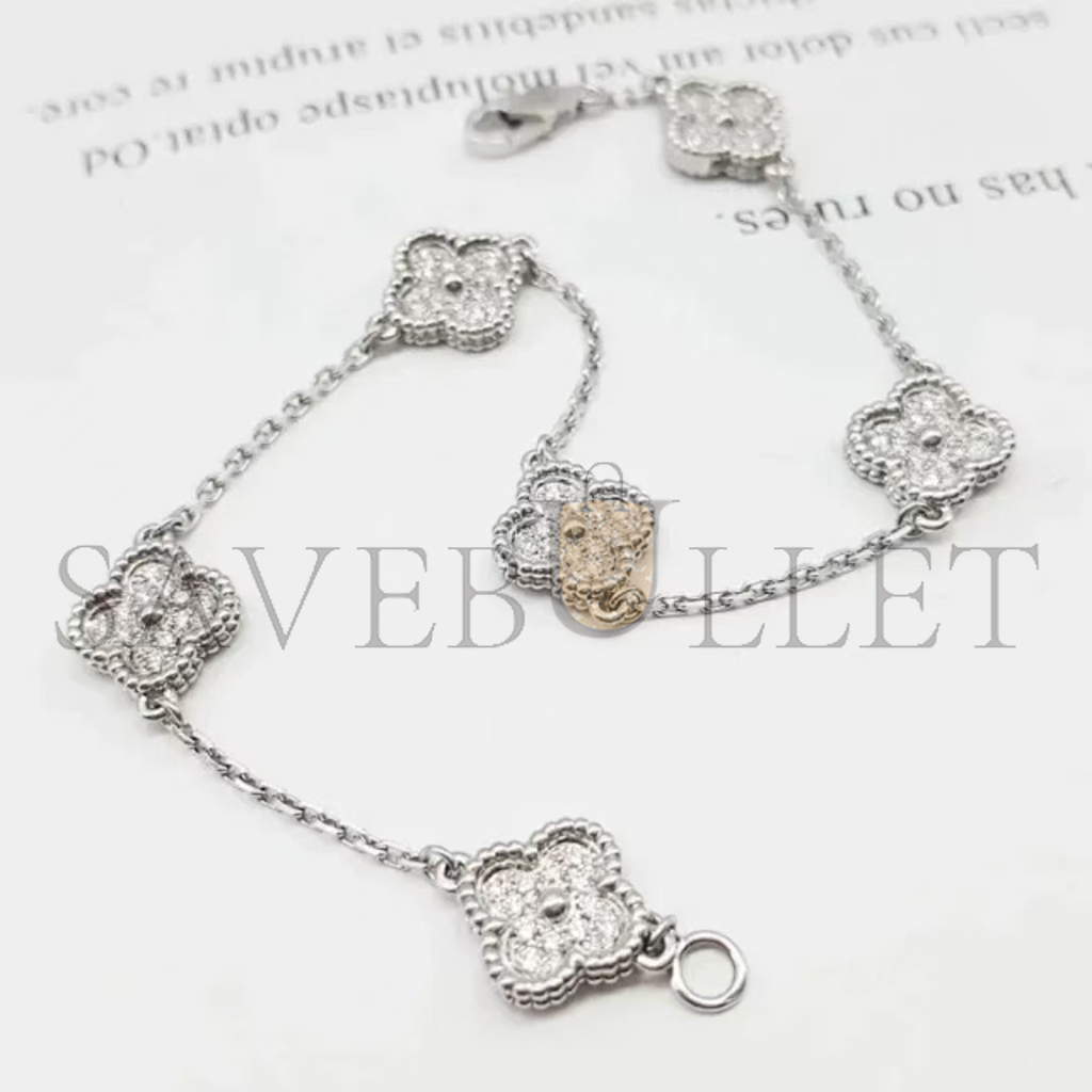 V*N CL*F arpels sweet alhambra bracelet, 6 motifs - white gold, diamond  vcaro85700