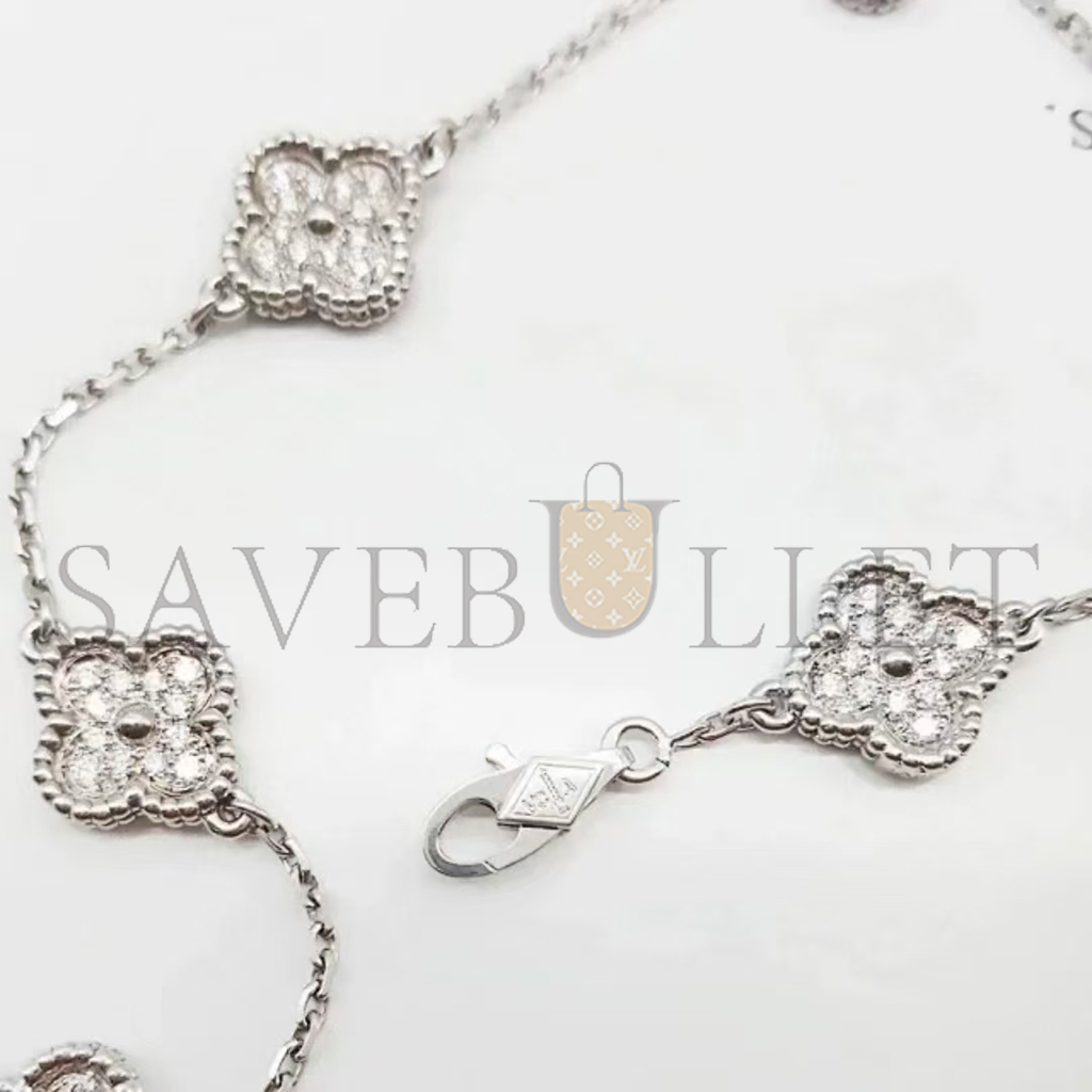 V*N CL*F arpels sweet alhambra bracelet, 6 motifs - white gold, diamond  vcaro85700