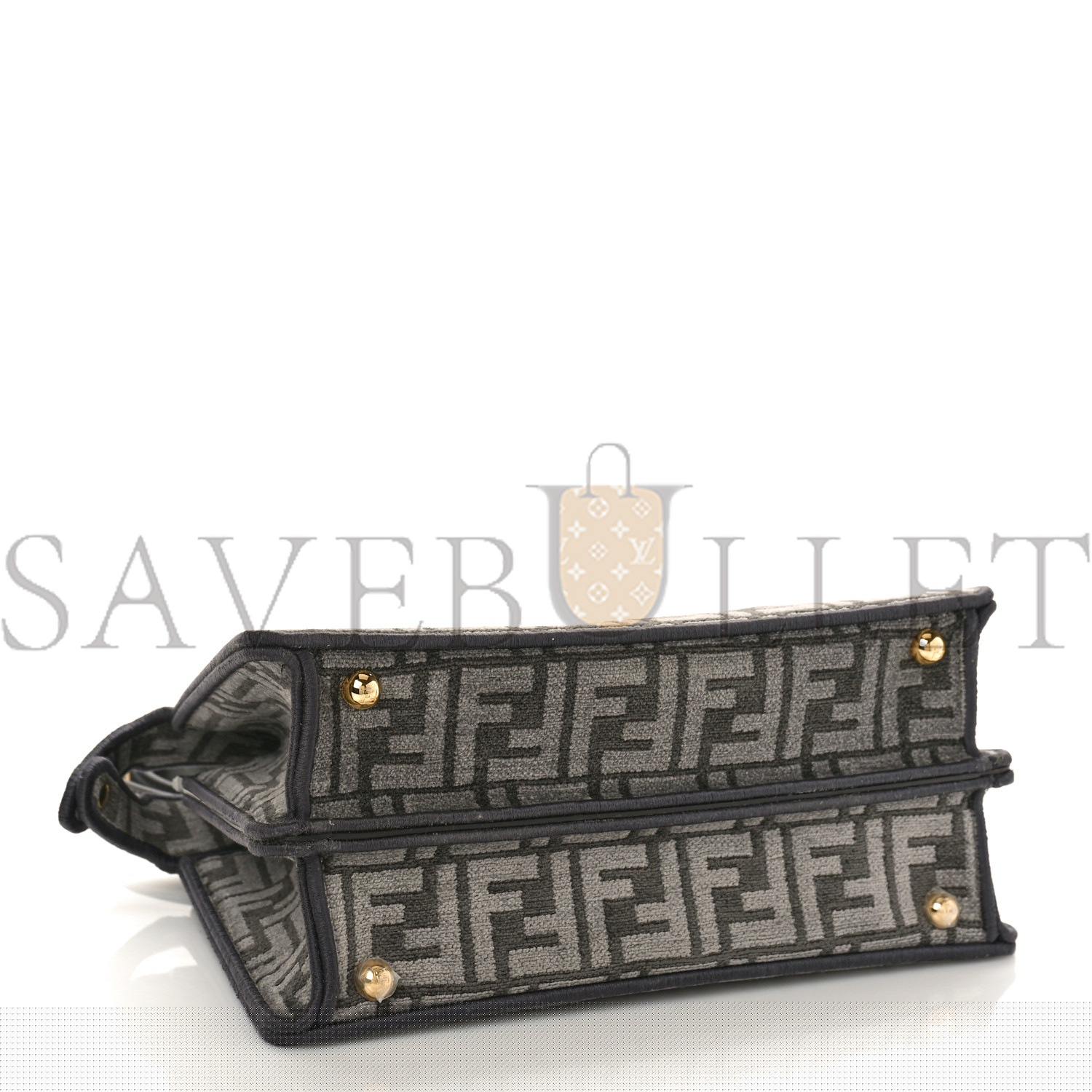 F**di chenille vitello seta ff small peekaboo i see u satchel anthracite asfalto (27*20*13cm)