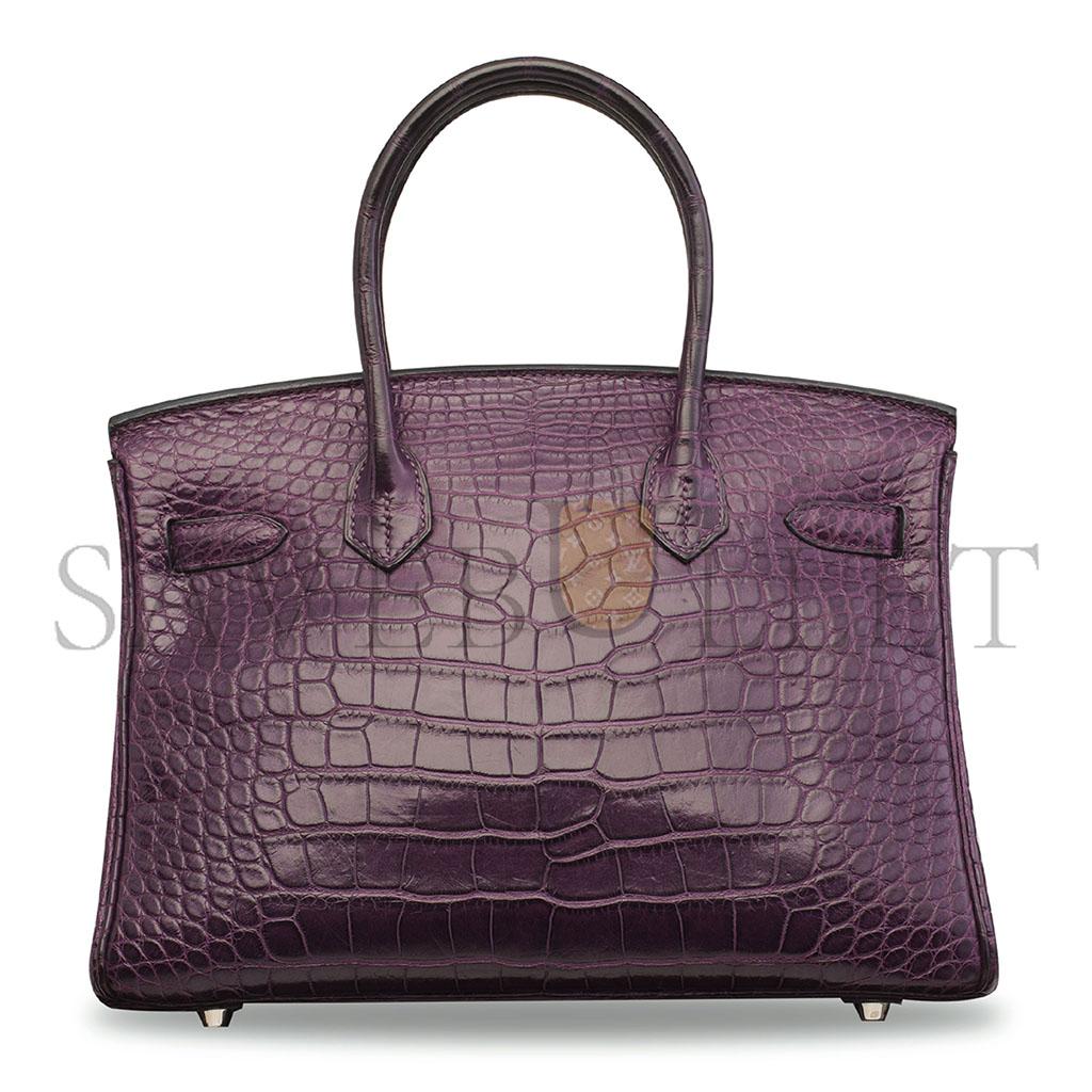 H**mes master birkin 25 crocodile crystal purple handbag 10040416 (25*20*13cm)