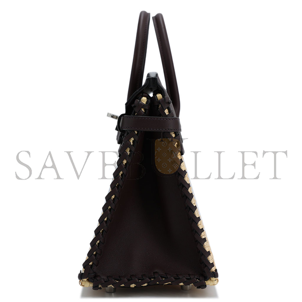 H**mes master birkin picnic 25 leather wicker silver buckle bag 4180752856 (25*20*13cm)