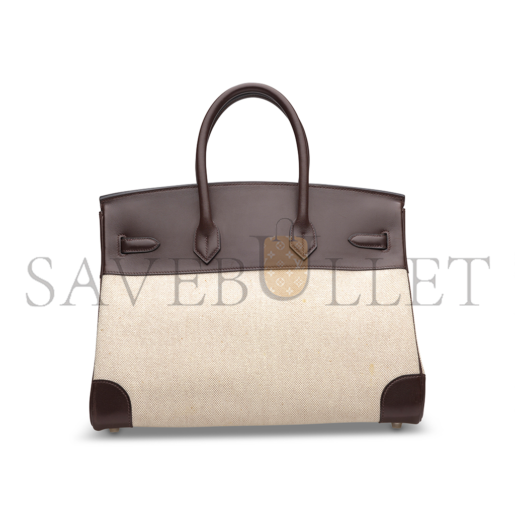 H**mes master birkin 35 ebony evercalf calfskin and canvas bag 8023220073 (35*24*18cm)