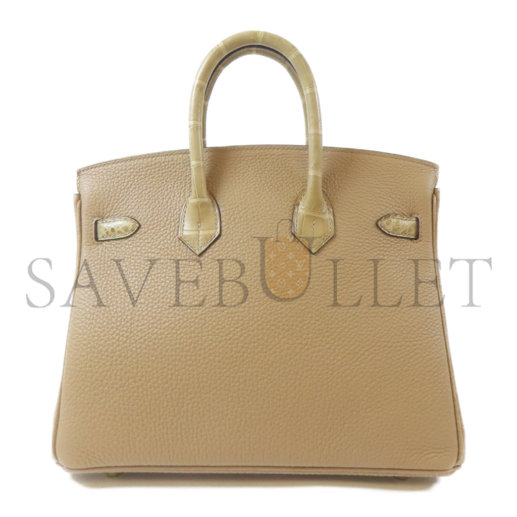 H**mes master birkin 25 crocodile leather touch gold buckle tote bag 2181100068898 (25*19*13cm)