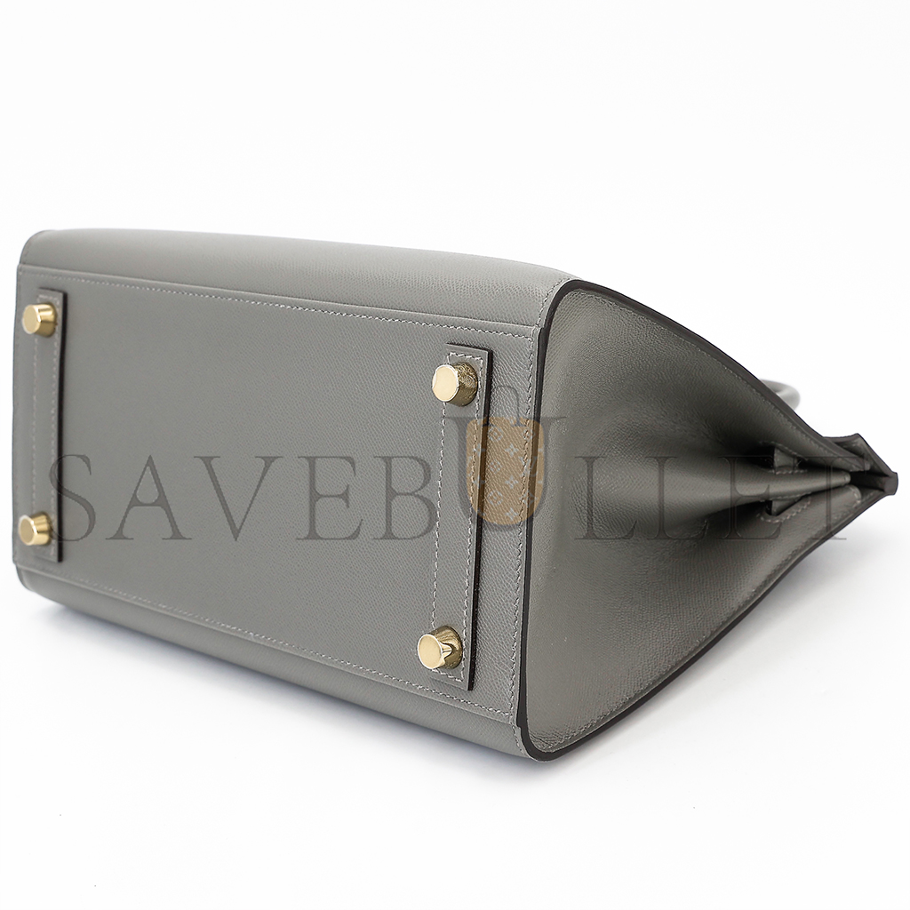 H**mes master birkin 25 outseam 0l gris meyer cumulonimbus gray leather gold button 9117444335 (25*20*13cm)
