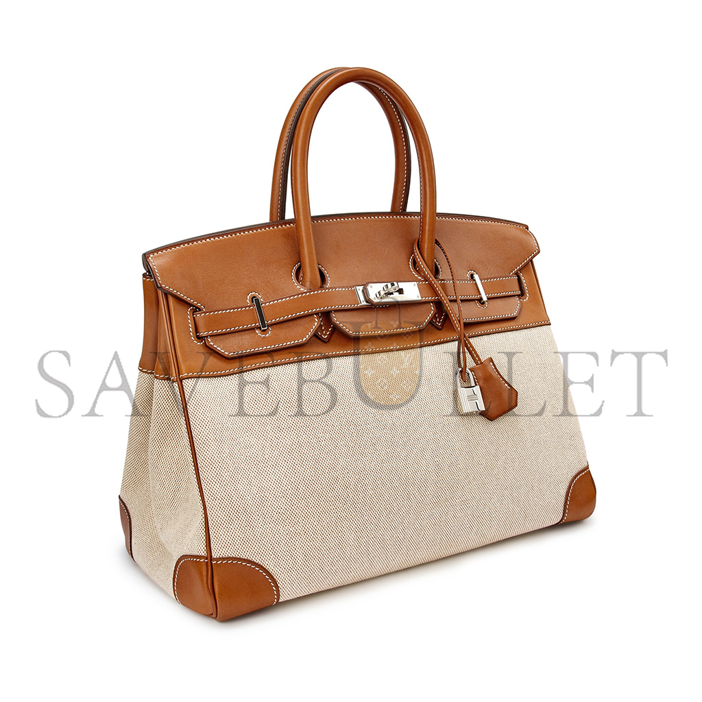 H**mes birkin 35 calico and golden brown leather bag 8023220073 (35*24*18cm)