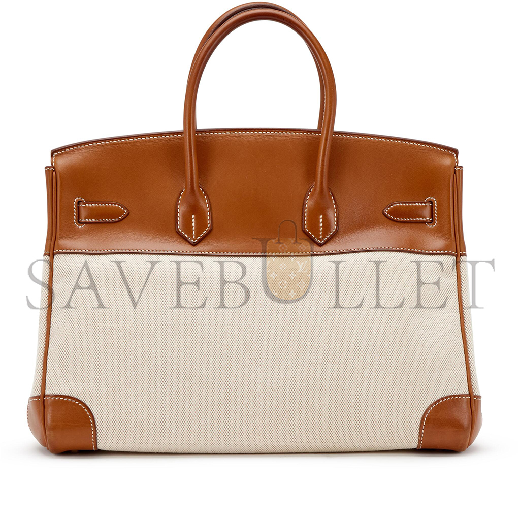 H**mes birkin 30 saddle leather canvas gold buckle bag 400190654 (30*22*15cm)