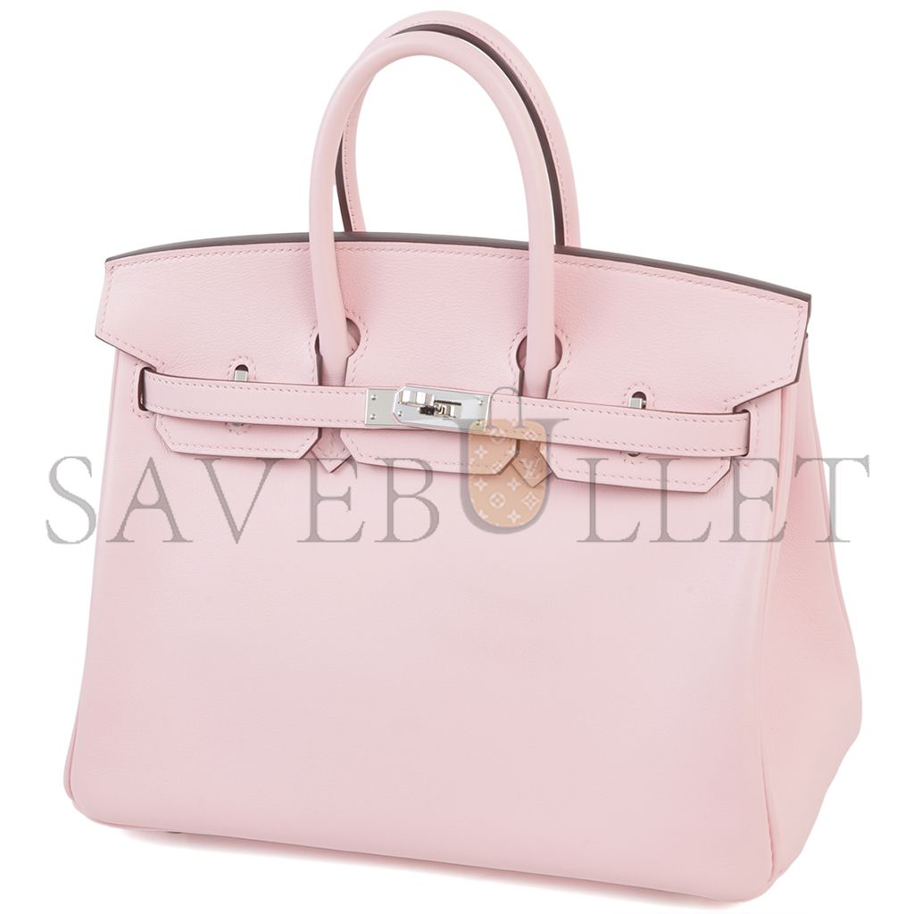 H**mes master birkin 25 sakura leather with silver buckle bag 4328054179 (25*20*13cm)