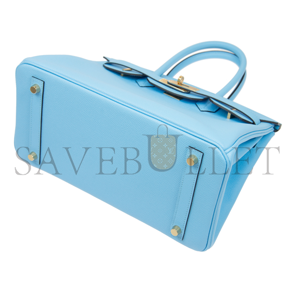 H**mes master birkin 25 sky blue top handle bag bk307nepgp (25*20*13cm)