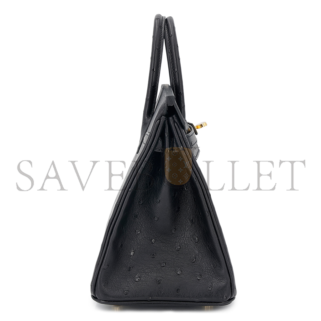 H**mes master birkin 30 black ostrich with rose gold hardware handbag 10099995 (30*22*16cm)