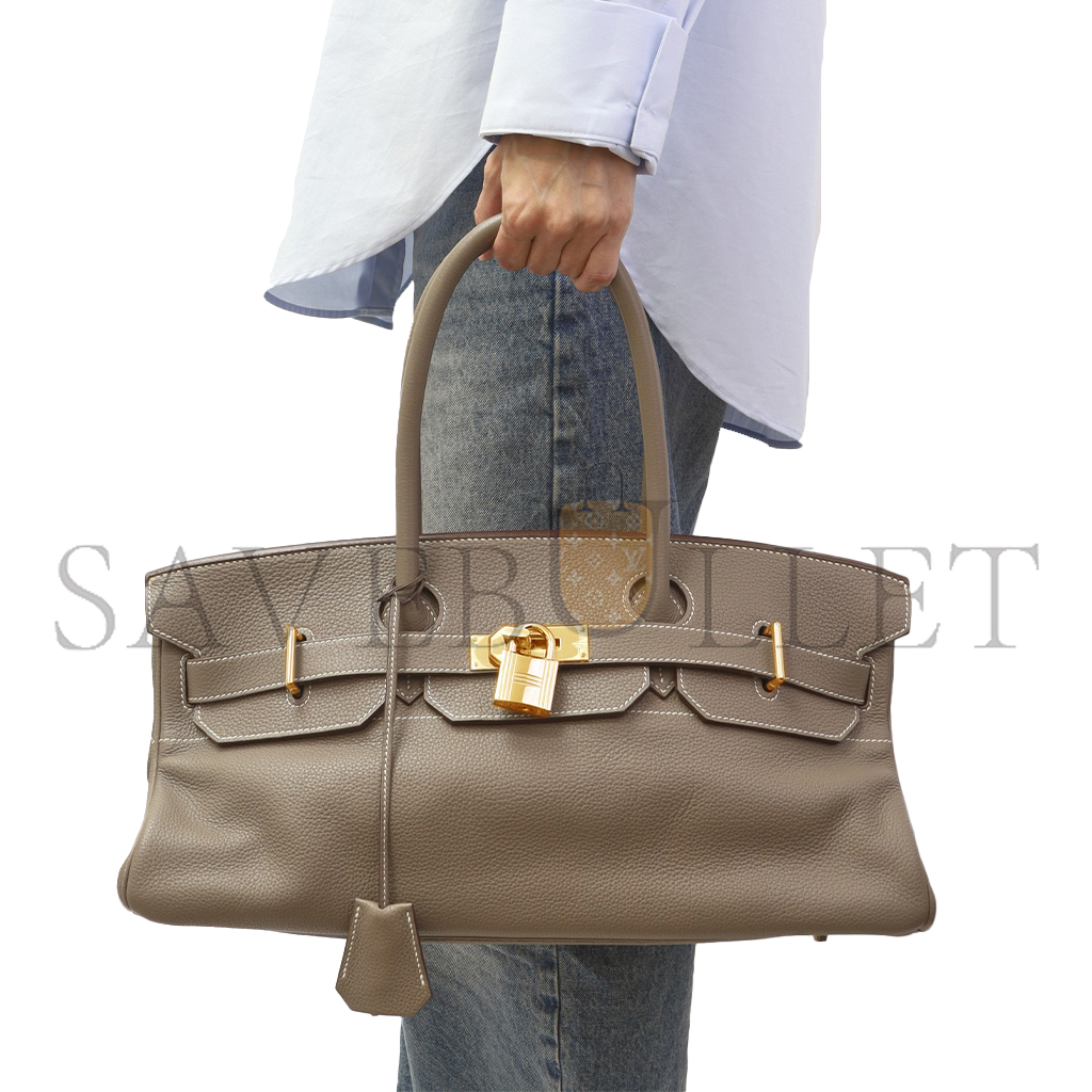 H**mes master shoulder birkin 42 elephant grey gold buckle bag 26638809 (42*21*16cm)