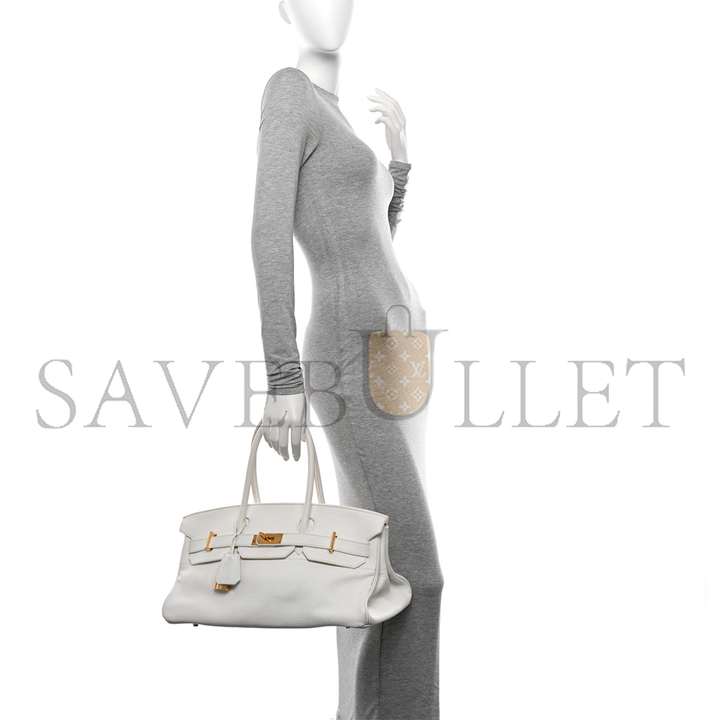 H**mes master shoulder birkin 42 milkshake white gold buckle bag 1532462 (42*21*16cm)