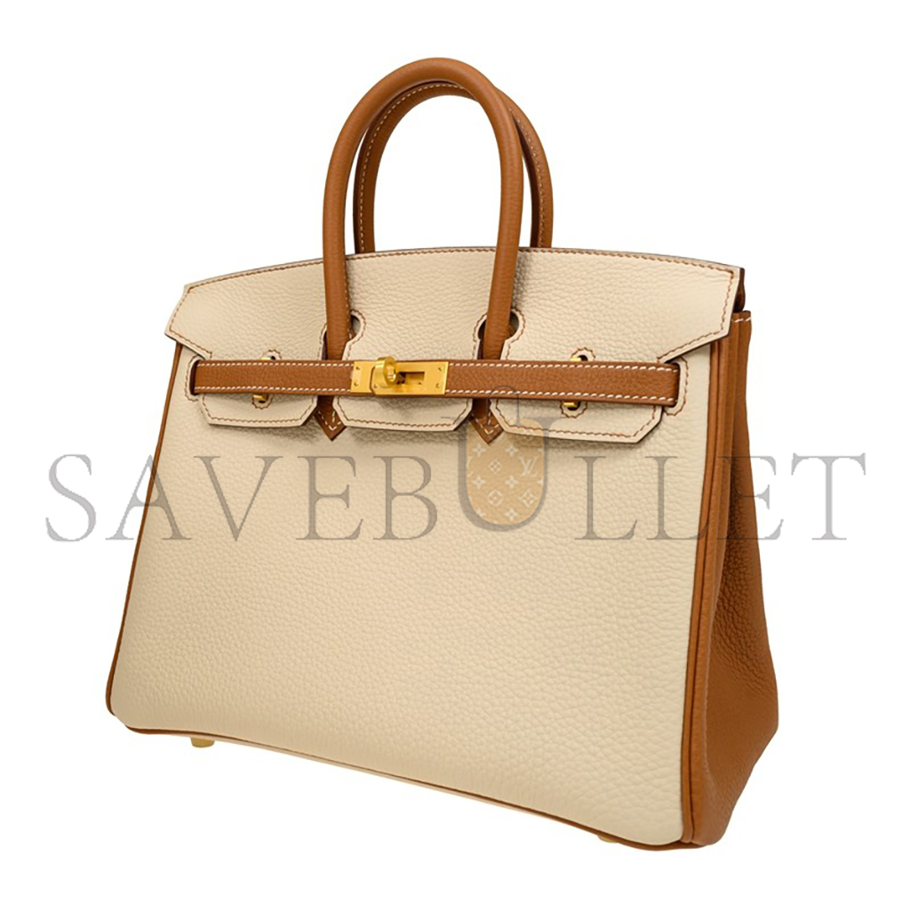 H**mes birkin 25 clemence leather milkshake white spelling horseshoe prints bk251037tgcz (25*20*13cm)