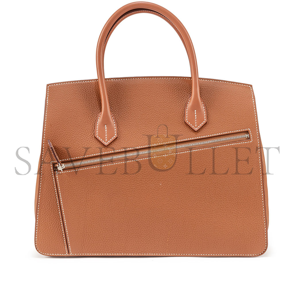 H**mes master birkin 30 golden brown silver buckle bag 6925410968 (30*22*15cm)