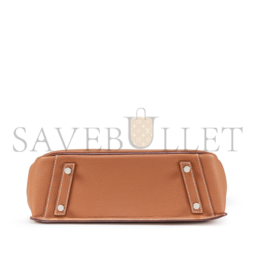 H**mes master birkin 30 golden brown silver buckle bag 6925410968 (30*22*15cm)