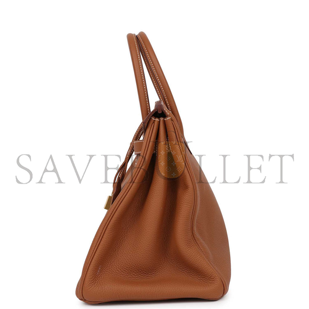 H**mes master birkin 35 togo golden brown gold buckle bag 1900409 (35*25*18cm)