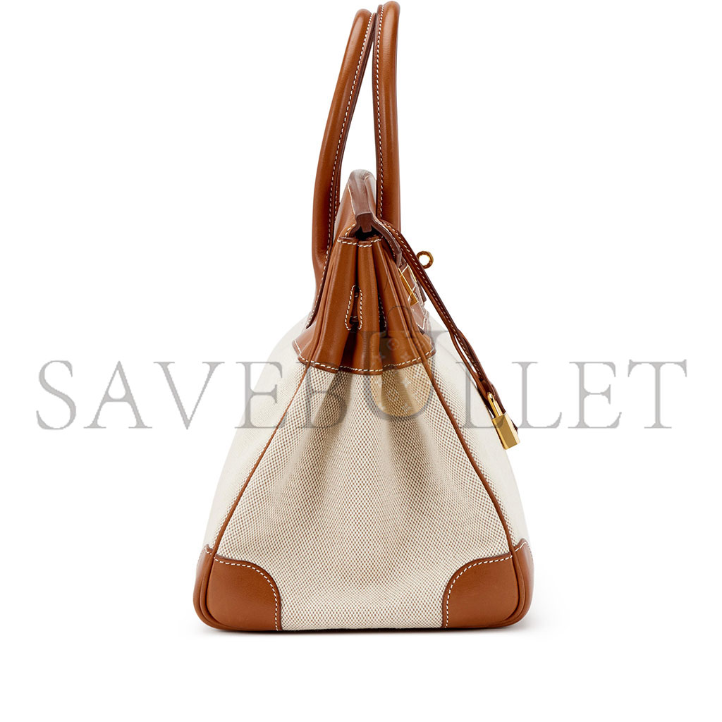 H**mes birkin 30 swift golden brown canvas bag gold buckle handbag b0d87l8zbt (30*20*13cm)