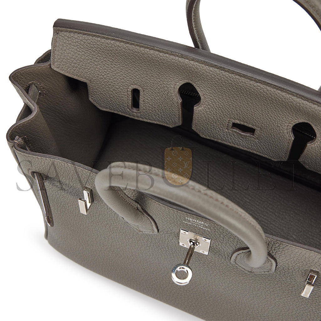 H**mes master birkin 25 togo leather pewter grey silver buckle bag bk258ftgss (25*20*13cm)