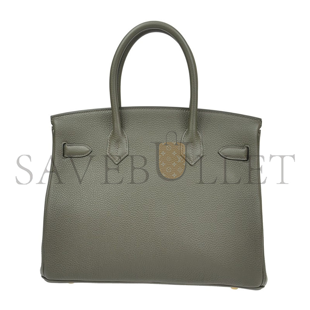 H**mes birkin 30 togo leather almond green gold buckle handbag bk30c6tggp (30*23*15cm)