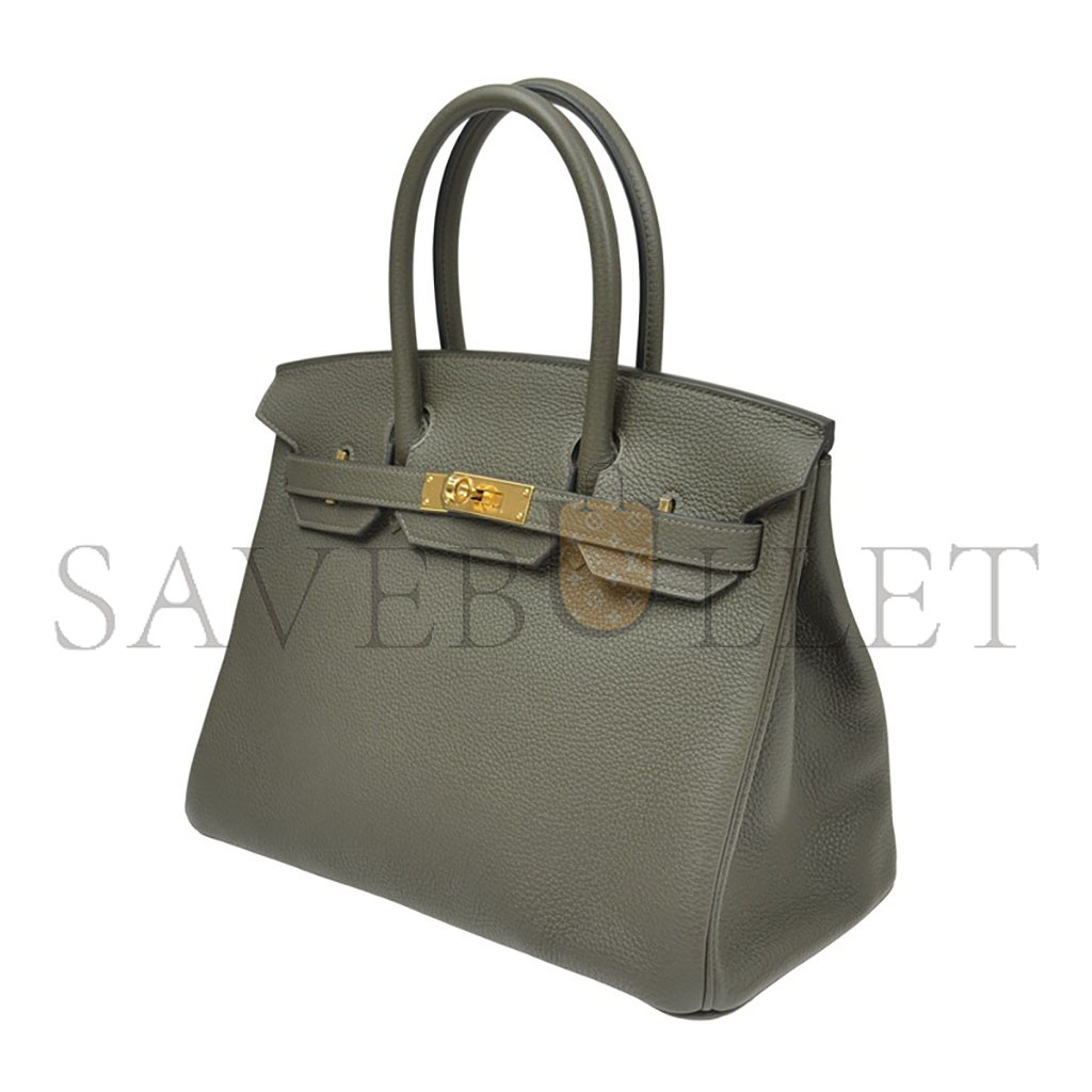 H**mes birkin 30 togo leather almond green gold buckle handbag bk30c6tggp (30*23*15cm)