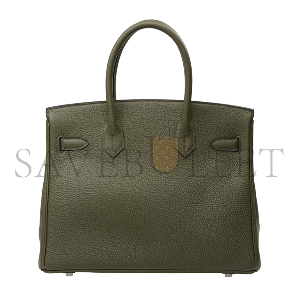 H**mes master birkin 25 togo leather olive green silver buckle h028369ck61 (25*20*13cm)