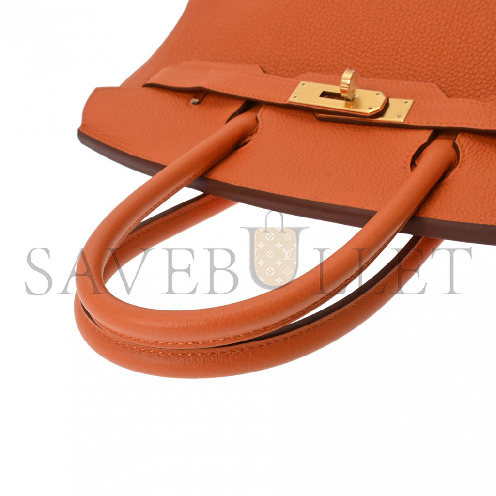 H**mes master birkin 30 togo leather orange gold buckle bag h028369cc83 (35*28*18cm)