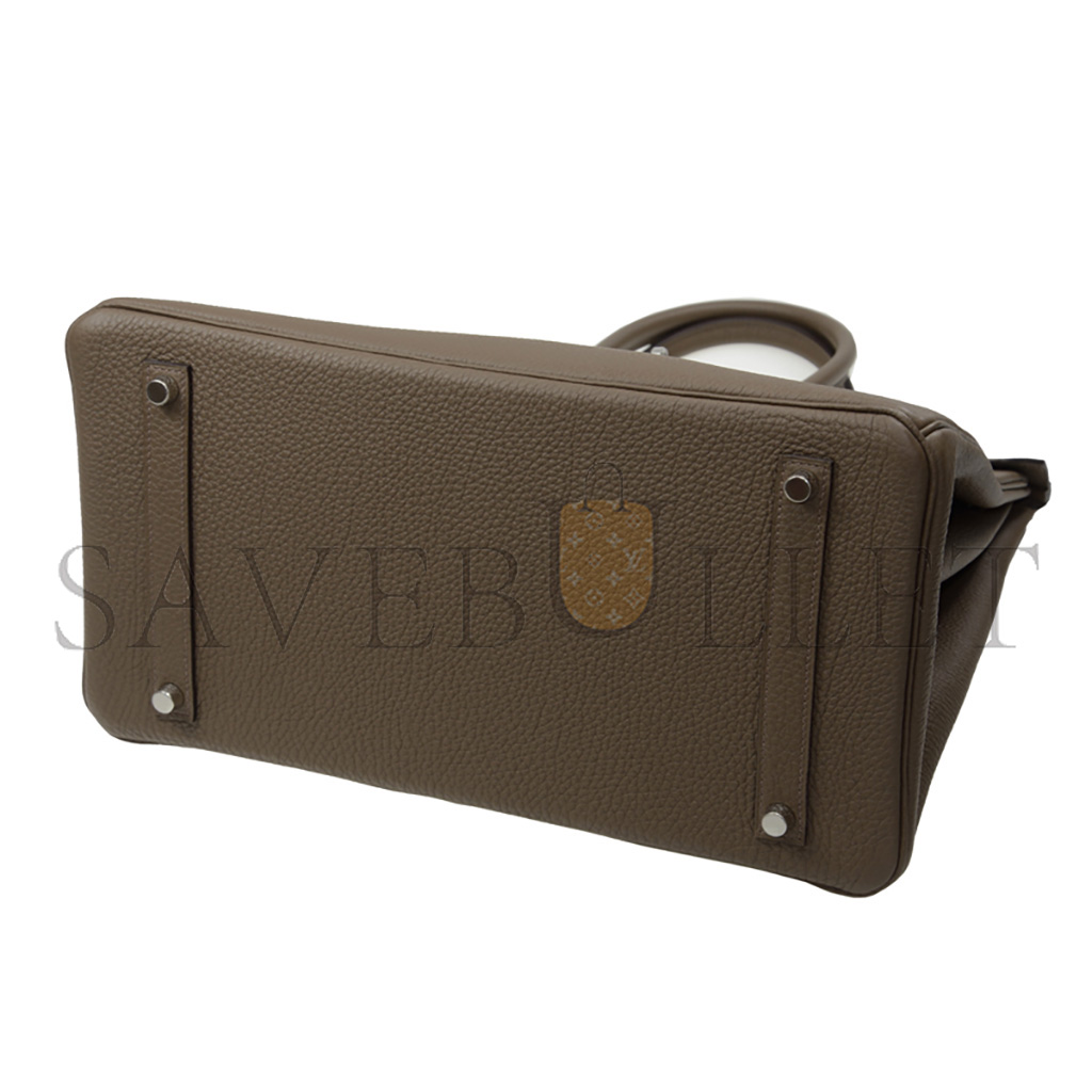 H**mes master birkin 35 togo leather trench coat grey and silver buttons bag bk3516tgss (35*28*18cm)