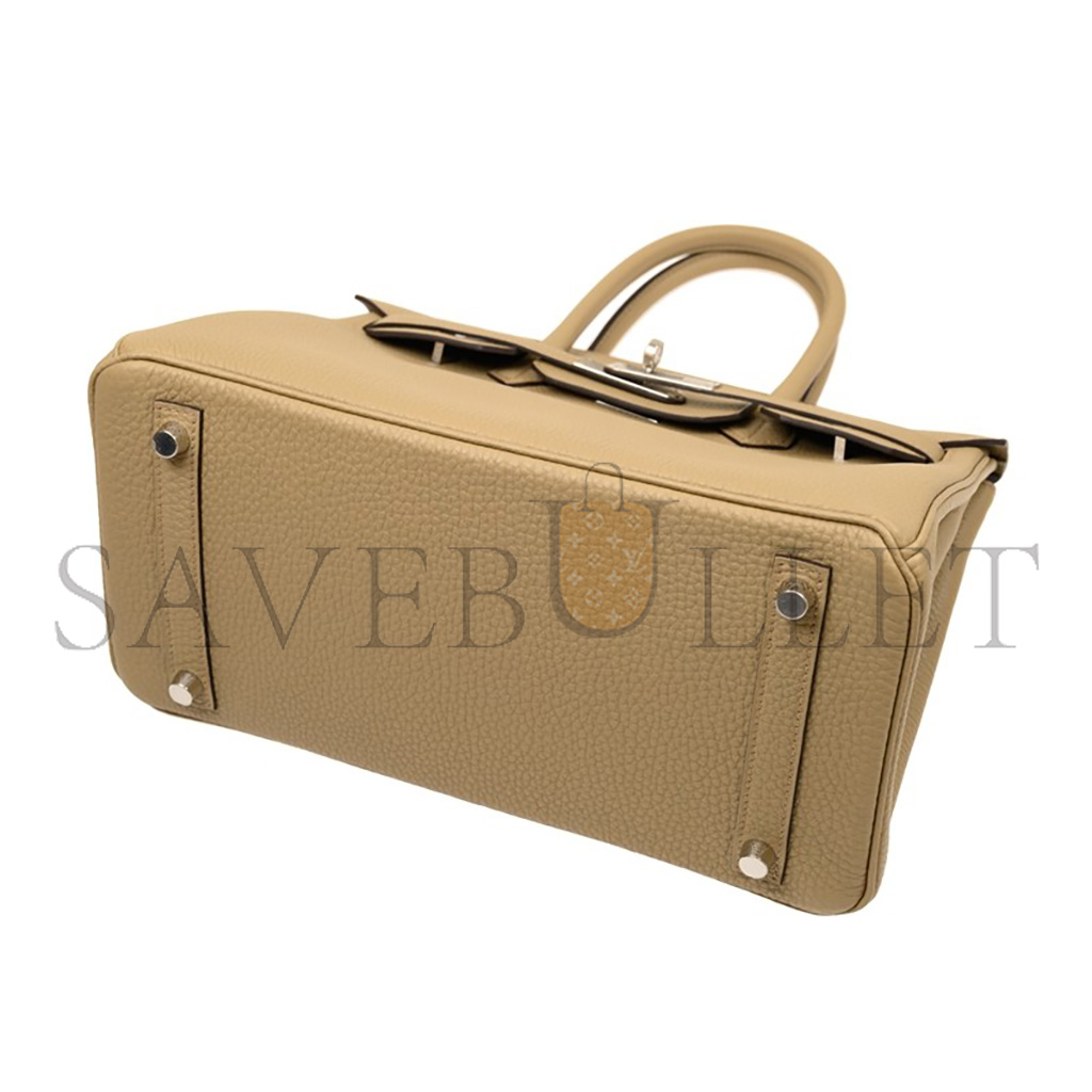 H**mes master birkin 30 togo leather milk tea color silver buckle bag bk308qtgss (30*23*15cm)