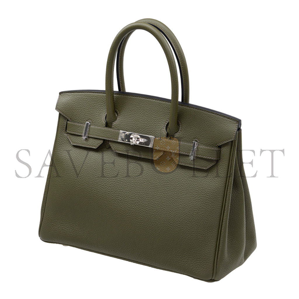 H**mes master birkin 30 togo leather sage green silver buckle bk3061tgss (30*23*15cm)