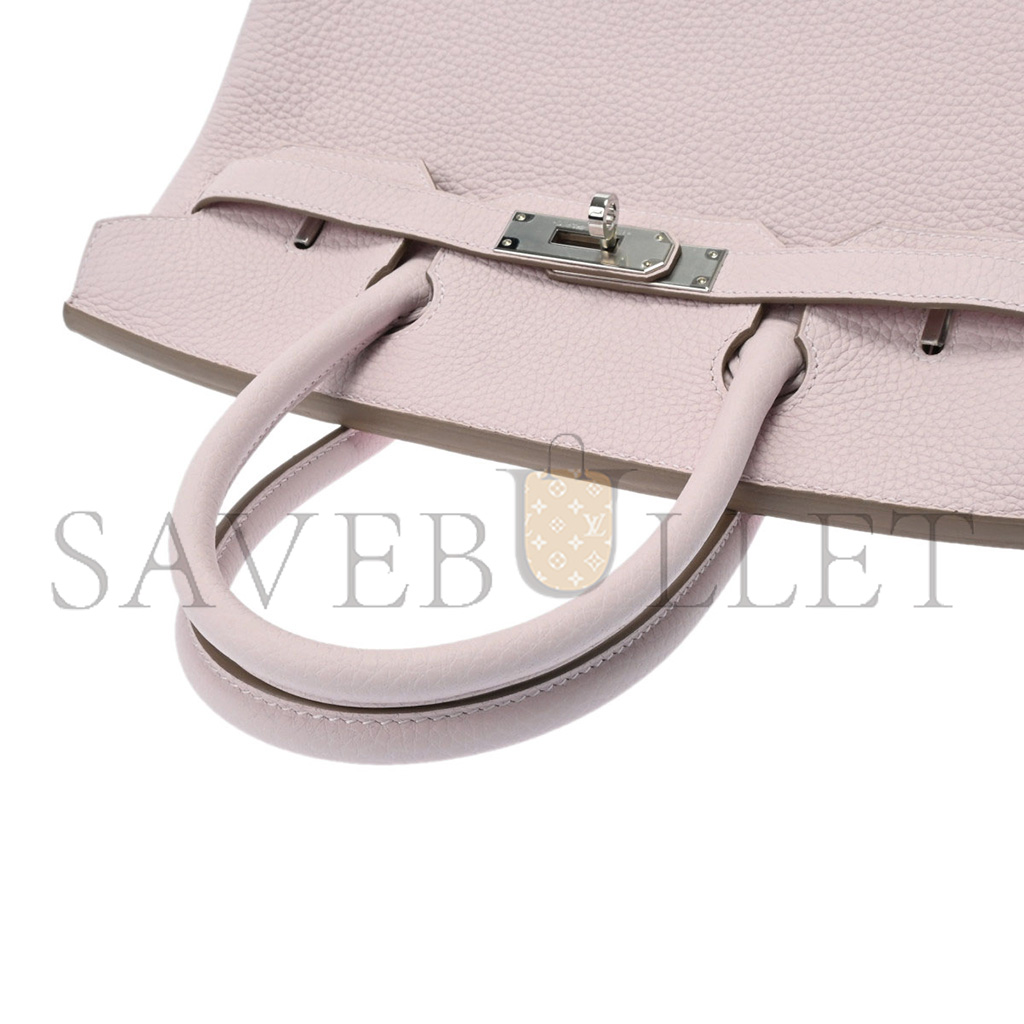 H**mes barkin 30 togo leather pink silver buckle bag 550321 (30*23*15cm)
