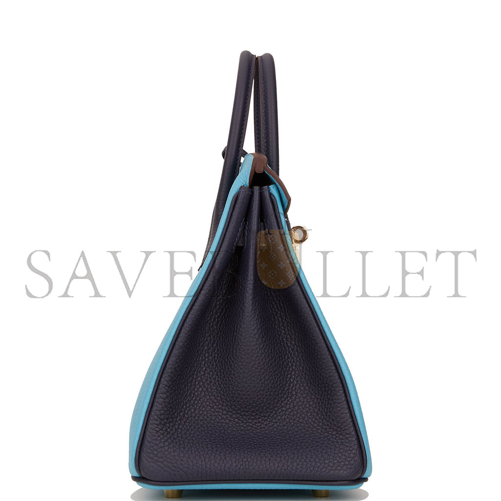 hermÈs master birkin 30 togo leather N0*Hern blue and midnight blue rose gold buckle 2354843790 (30*23*15cm)