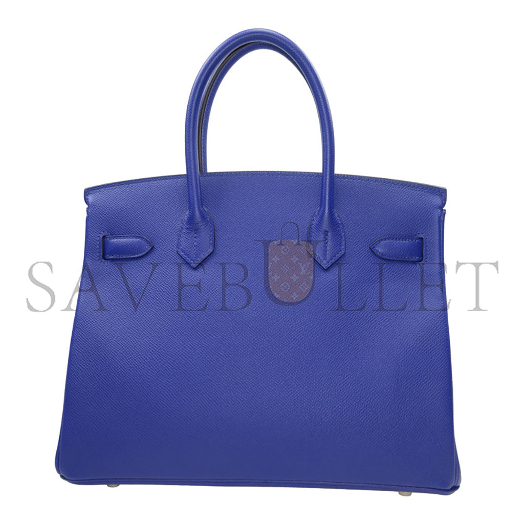 H**mes master birkin 30 togo leather royal blue lining rose red silver buckle bk307tepss (30*23*15cm)