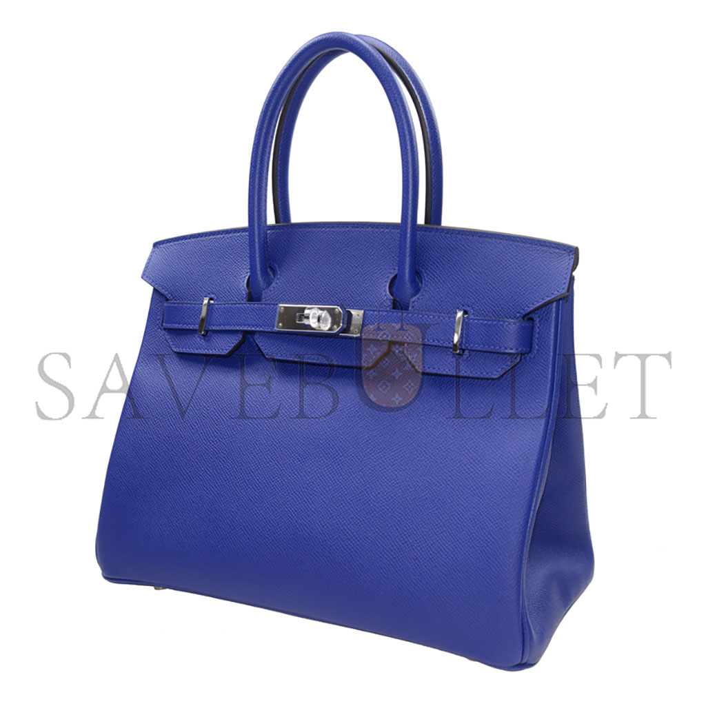 H**mes master birkin 30 togo leather royal blue lining rose red silver buckle bk307tepss (30*23*15cm)