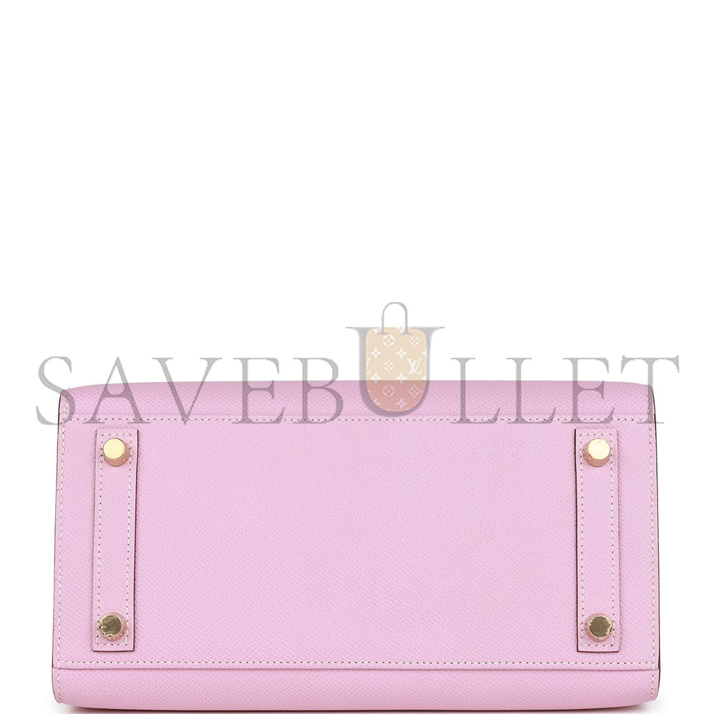 H**mes master birkin 25 epsom leather 3q pink haze blue gold buckle 4328054179 (25*20*13cm)