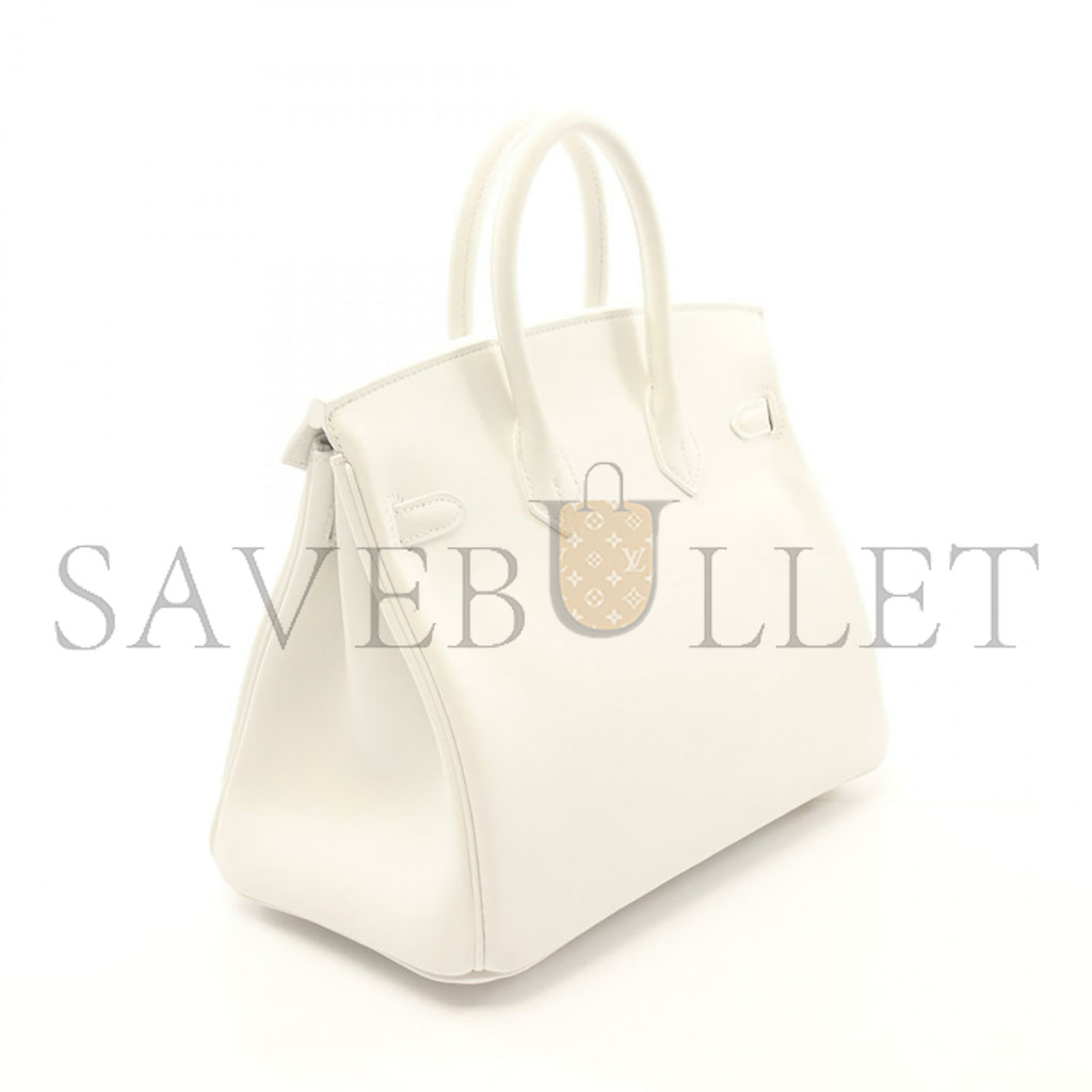 H**mes birkin 25 togo leather milkshake white with agate blue lining and gold buckle handbag 2104102324847 (25*20*13cm)