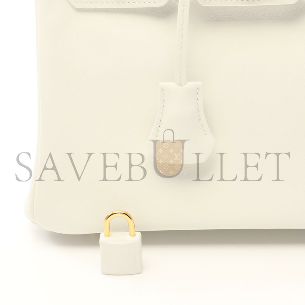 H**mes birkin 25 togo leather milkshake white with agate blue lining and gold buckle handbag 2104102324847 (25*20*13cm)