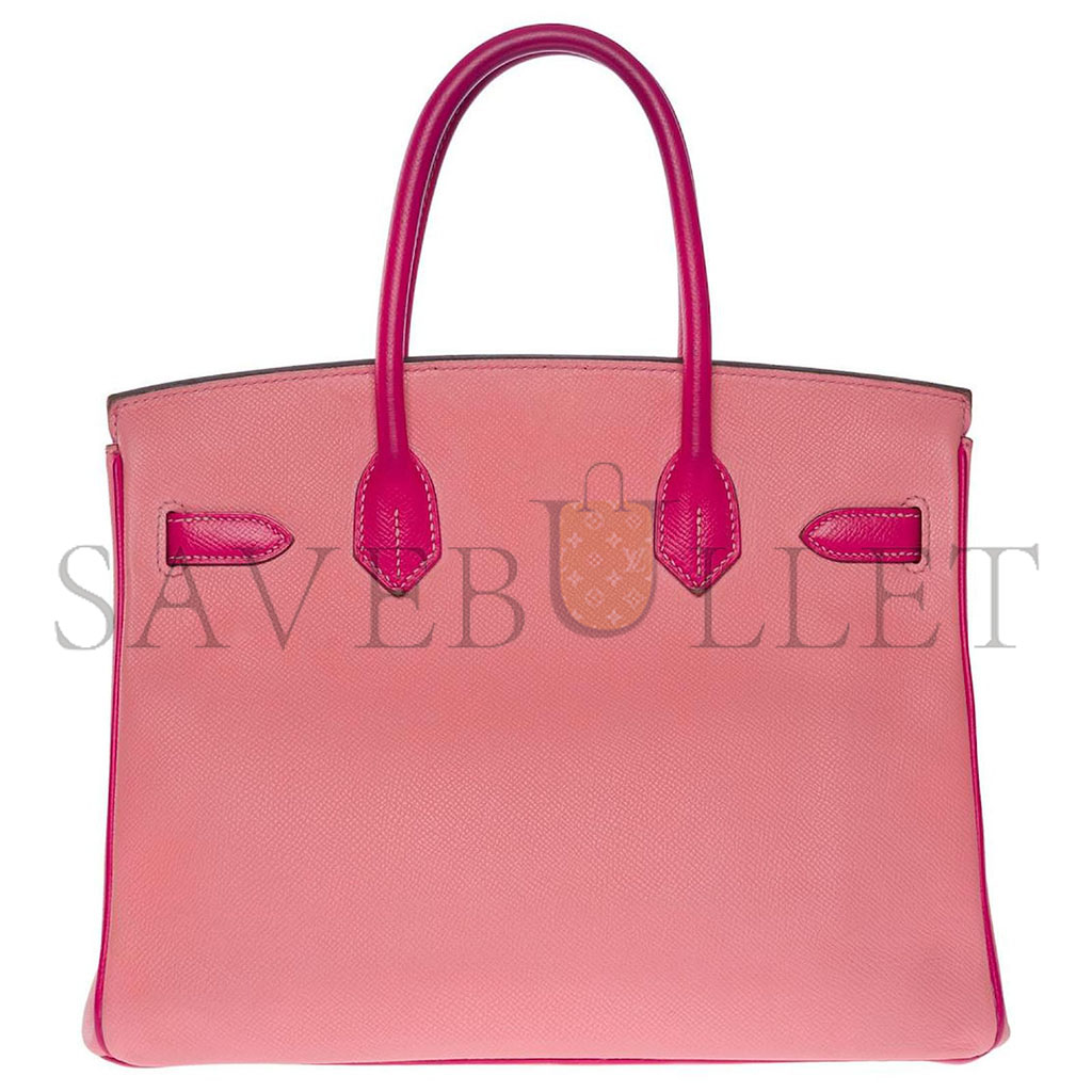 H**mes birkin 30 togo leather cherry pink and peach horseshoe engraved gold buckle handbag 101220 (30*23*15cm)